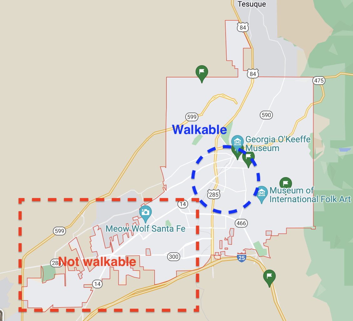 Santa Fe walkability map