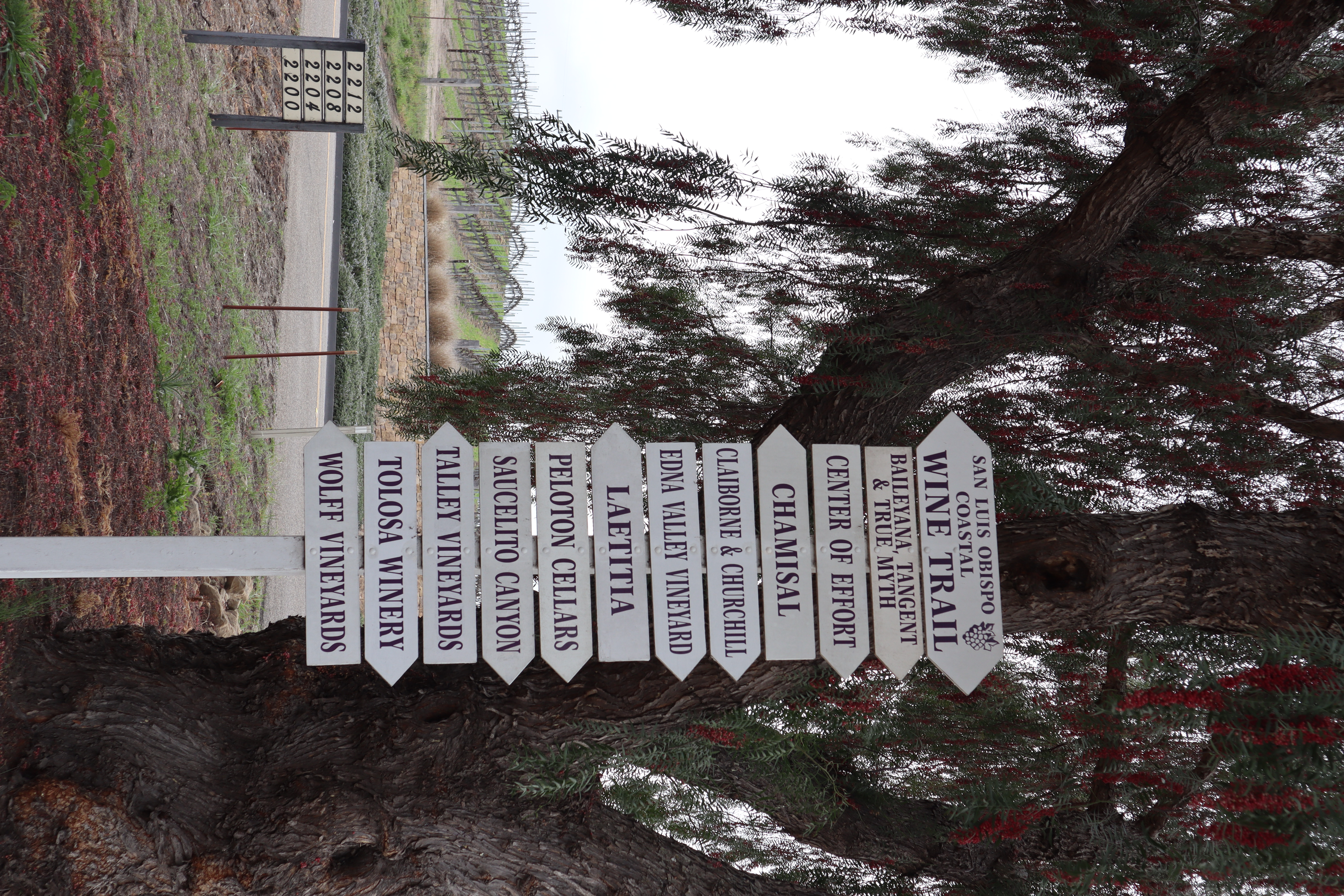 Signpost for wineries of Edna Valley